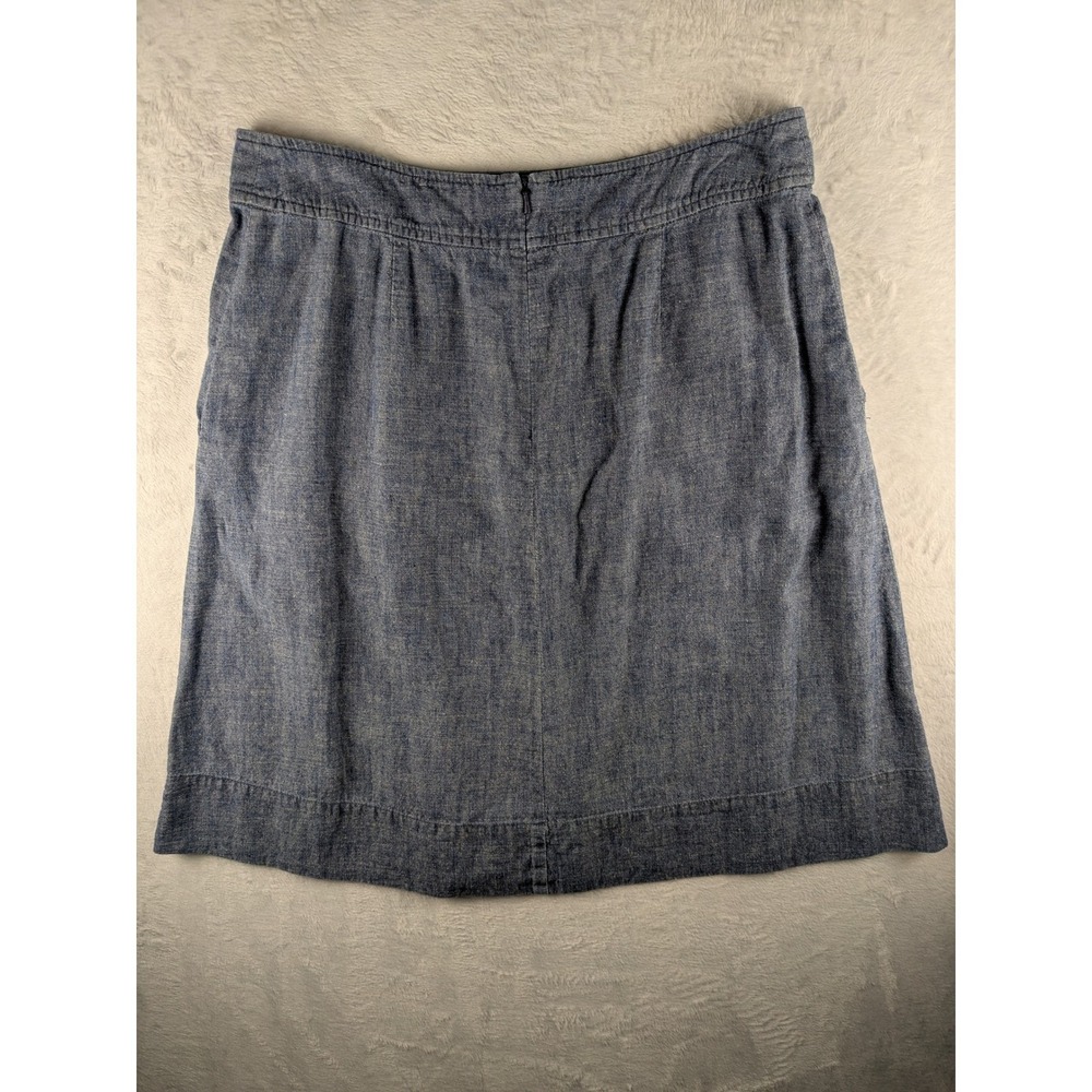 Eileen Fisher Chambray Skirt A-Line Pockets Casual Hemp Blend Blue Size S - Picture 6 of 9